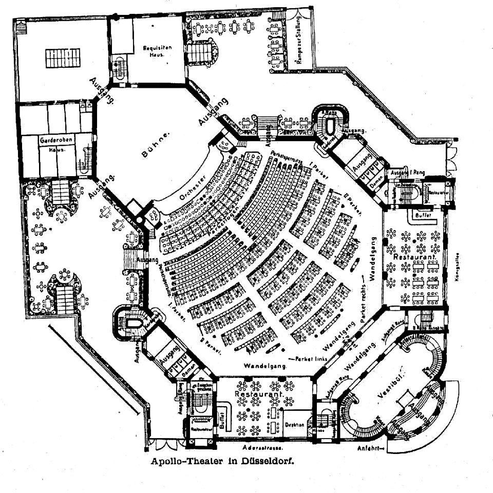 Apollo-Theater Düsseldorf Architekt Hermann vom Endt Düsseldorf, Grundriss
