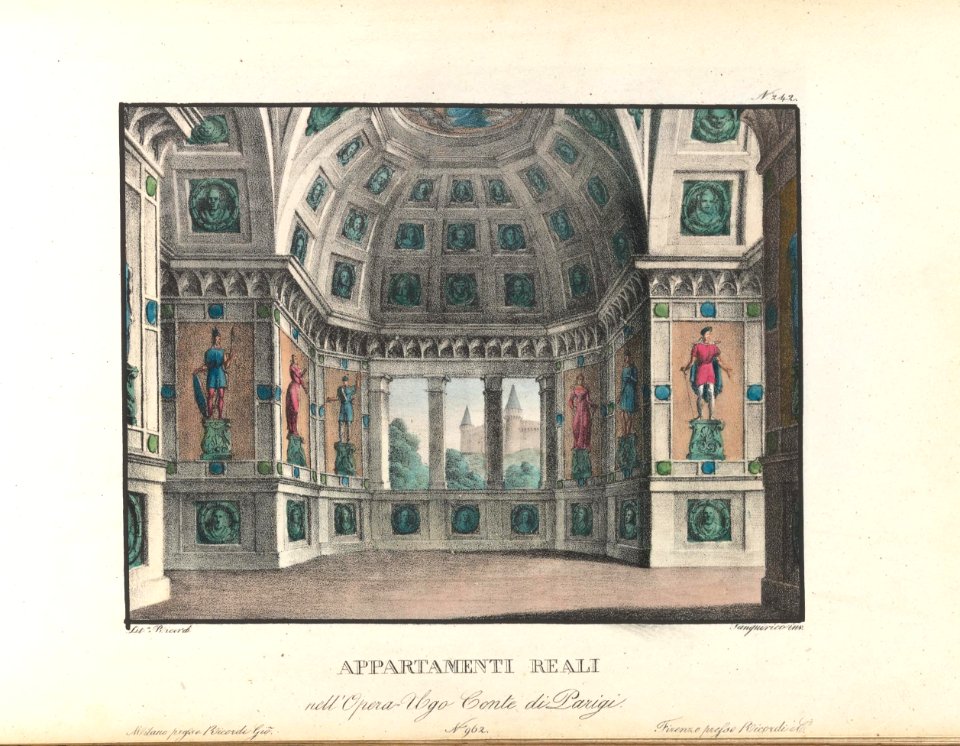 Appartamenti reali - Set design by Sanquirico for Ugo, Conte di Parigi (Milan, 1832)
