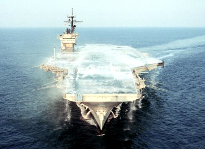Aqueous film-forming foam system test on USS JF Kennedy (CV-67) 1987