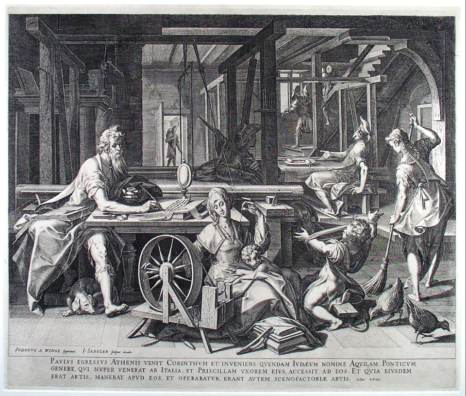 Aquila en zijn vrouw Priscillia, St.Paulus te Corinthe bij de tentmaker