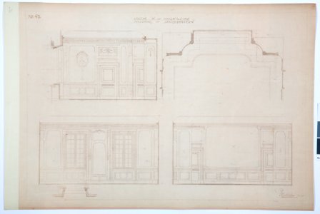 Arbetsritning för fastigheten nr 4 Hamngatan. Inredning av sängkammaren - Hallwylska museet - 105256