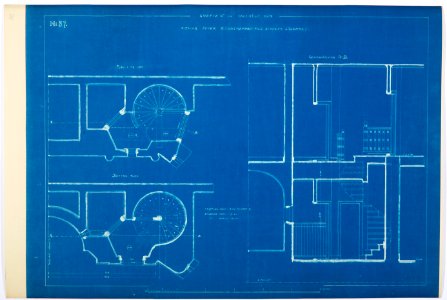 Arbetsritning för fastigheten nr 4 Hamngatan. Kökstrappan, blueprint - Hallwylska museet - 105257 photo