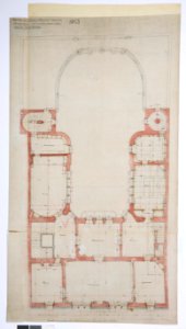 Arbetsritning, fastigheten nr 4 Hamngatan. Festvåningen - Hallwylska museet - 105264