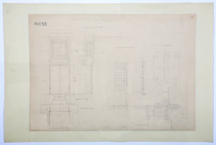 Arbetsritning för fastigheten nr 4 Hamngatan. Järndörrar - Hallwylska museet - 105262