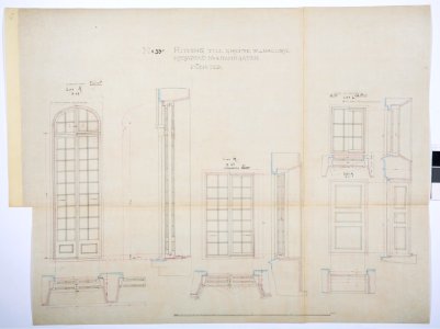 Arbetsritning, fastigheten nr 4 Hamngatan. Fönster - Hallwylska museet - 105274