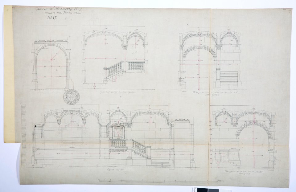 Arbetsritningar, fastigheten nr 4 Hamngatan. Portgången - Hallwylska museet - 105303
