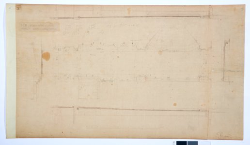 Arbetsritningar, fastigheten nr 4 Hamngatan. Sockel i ingångsporten - Hallwylska museet - 105302