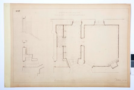 Arbetsritningar, fastigheten nr 4 Hamngatan. Kapp- och mottagningsrummen - Hallwylska museet - 105305
