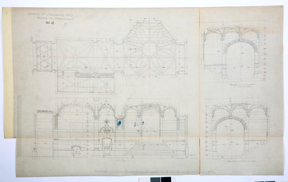 Arbetsritningar, fastigheten nr 4 Hamngatan. Portgången - Hallwylska museet - 105301