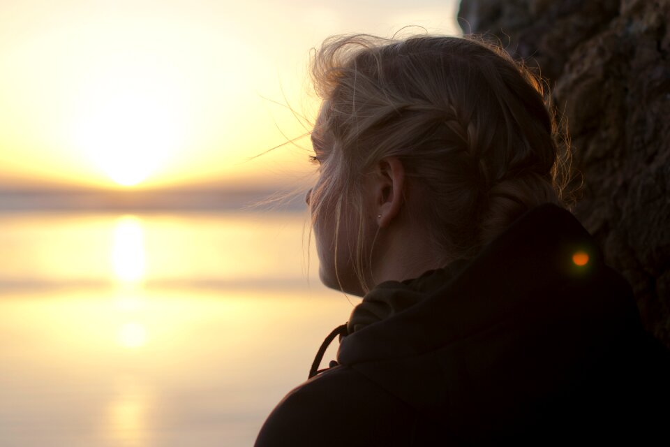 Thinking sad sunrise