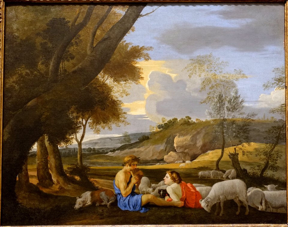 Arcadian Landscape, by the circle of Nicolas Poussin, c. 1627-1628, oil on canvas - Blanton Museum of Art - Austin, Texas - DSC07880