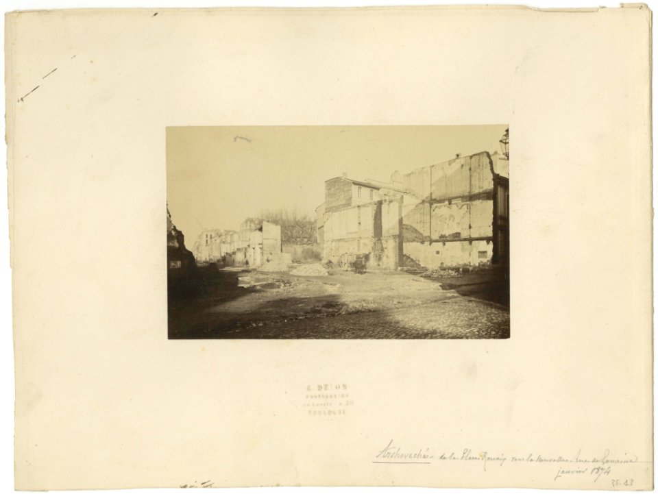 Archevêché. De la Place Rouaix vers la nouvelle rue de Lorraine. Janvier 1874. - FRAC31555 3Fi018
