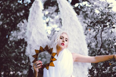 Angel woman mirror photo