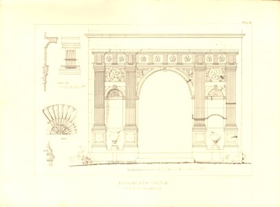 Architecture of the renaissance in England Plate 14 Kenilworth Castle porch to gatehouse