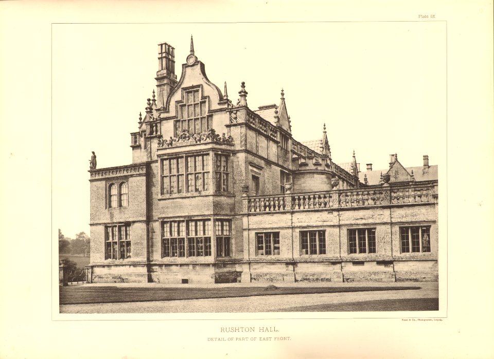 Architecture of the renaissance in England Plate 51 Rushton Hall detail of part of east front