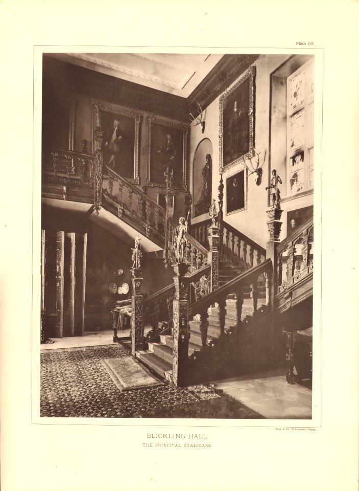 Architecture of the renaissance in England Plate 59 Blickling Hall the prinicipal staircase