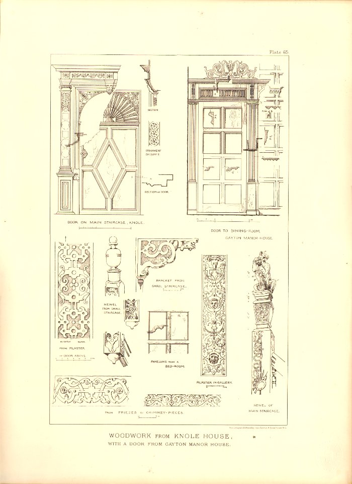 Architecture of the renaissance in England Plate 65 Woodwork from Knole House with a door from Gayton manor house