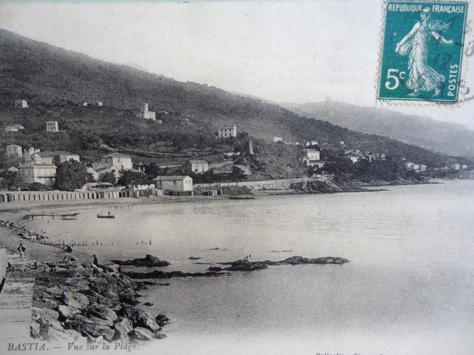 Bastia Vue vers la plage- cartolina viaggiata- circa 1910