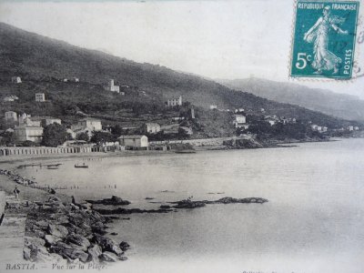 Bastia Vue vers la plage- cartolina viaggiata- circa 1910