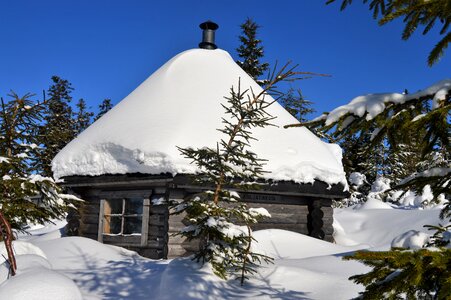 Winter hut cottage photo