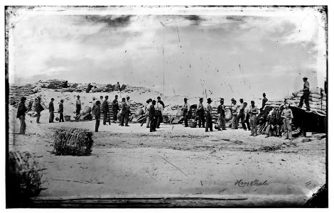 Battery Reynolds. Five 10-inch siege mortars against Wagner LOC cwpb.04725