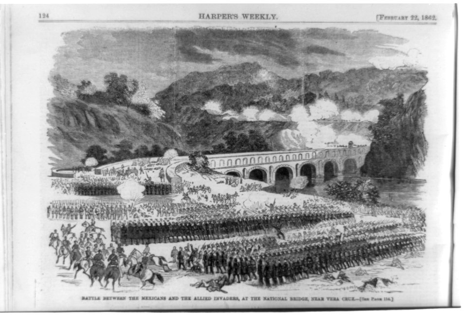 Battle between the Mexicans and the allied invaders, at the National Bridge, near Vera Cruz (Mostly French, with a few Spanish and British) LCCN99614212