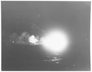 Battle of Leyte Gulf, October 1944 firing on the Japanese destroyer Hatsuzuki