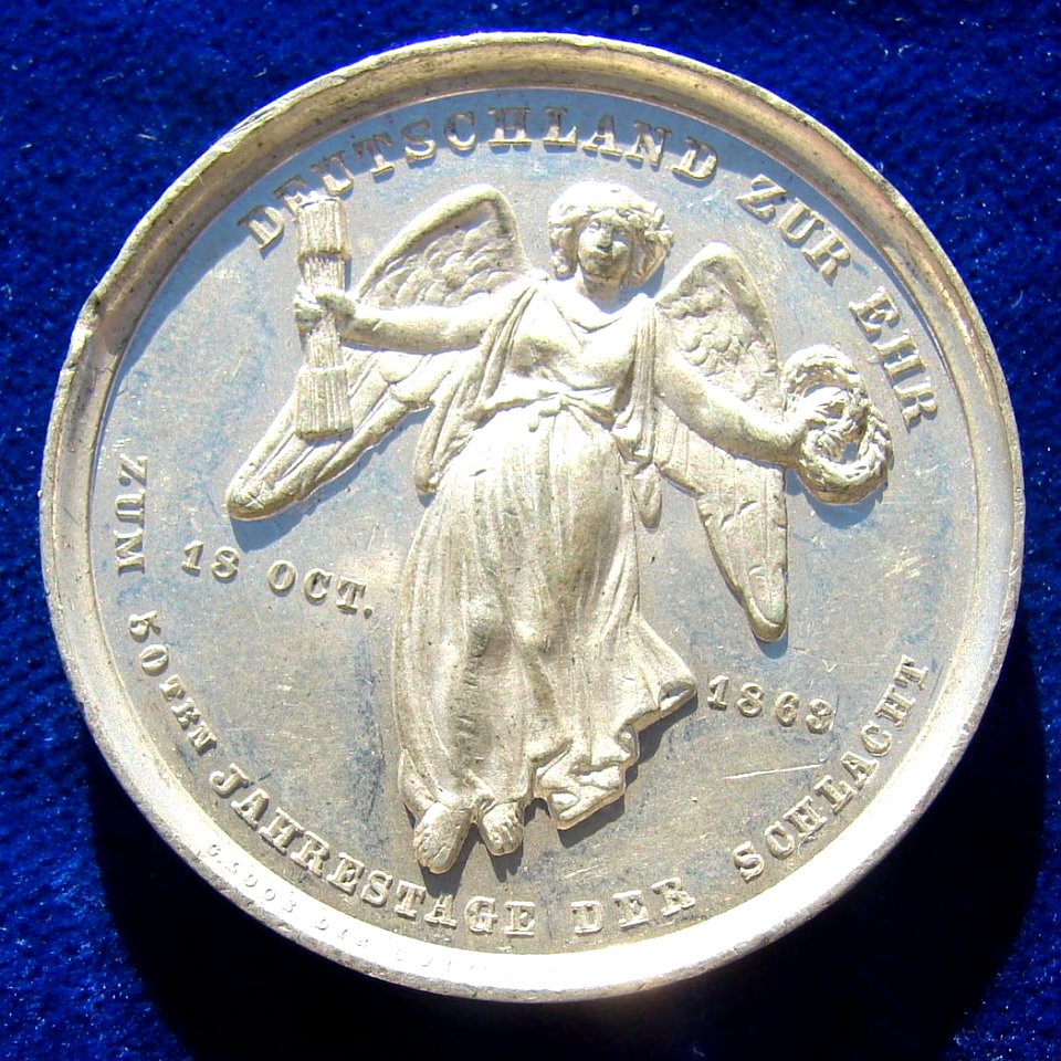 Battle of the Nations 1813 Pewter Medal 1863, obverse