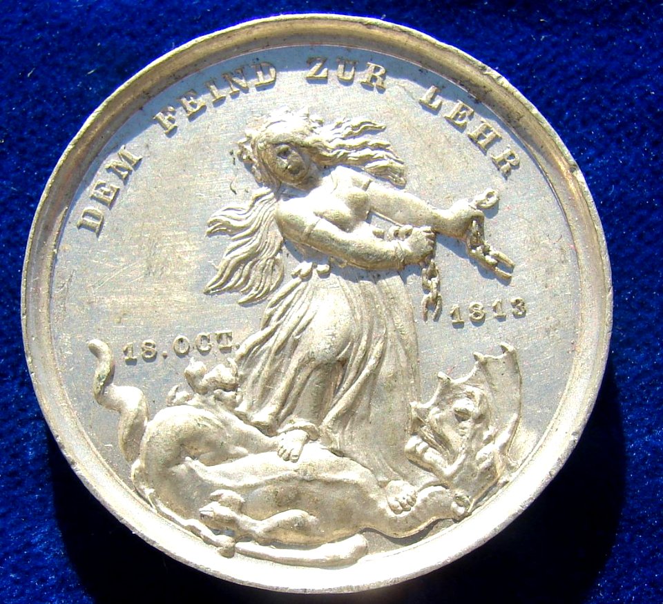 Battle of the Nations 1813 Pewter Medal 1863, reverse