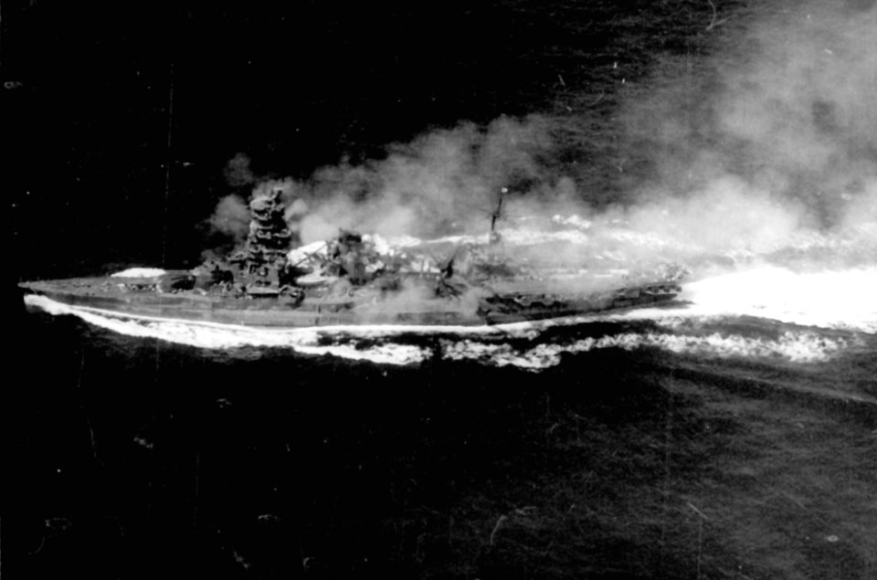 Battleship Ise underway at Letyte Gulf 1944