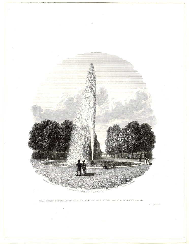 Batty 1825 The Great Fountain in the Garden of the Kings Palace Herrnhausen