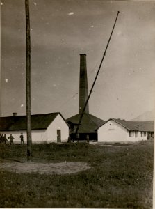 Bau der Funkstelle in Auen bei Villach.Aufstellen eines Mastes (14-7.1917.) (BildID 15800175)