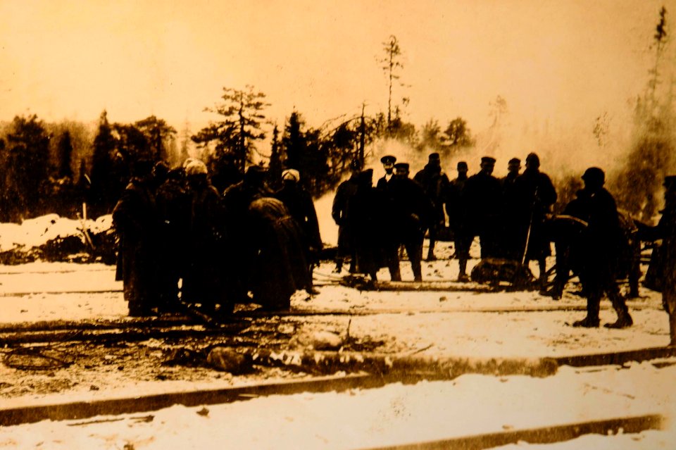 Bau der Murmanbahn um 1916