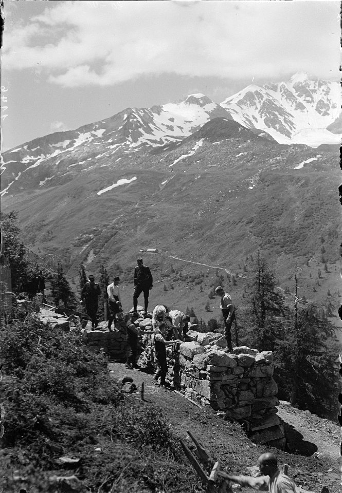 Bau einer Artilleriestellung in den Alpen - CH-BAR - 3236919