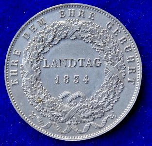 Bavaria Thaler 1834, Diet of the Kingdom (Landtag), uniface Pb-Strike