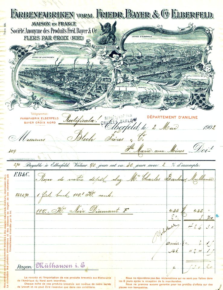 Bayer Rechnung 1902