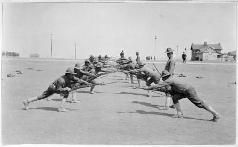 Bayonet practice. Camp Bowie, Fort Worth, Texas. - NARA - 533638