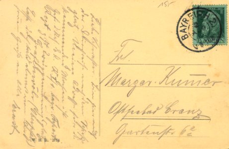 Bayreuth, Bayern - Brautgasse mit Stadtkirche (back) (Zeno Ansichtskarten)