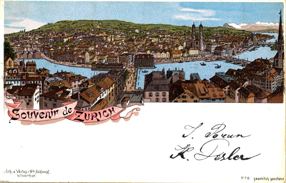 BAZ - Postkarte Souvenir de Zurich