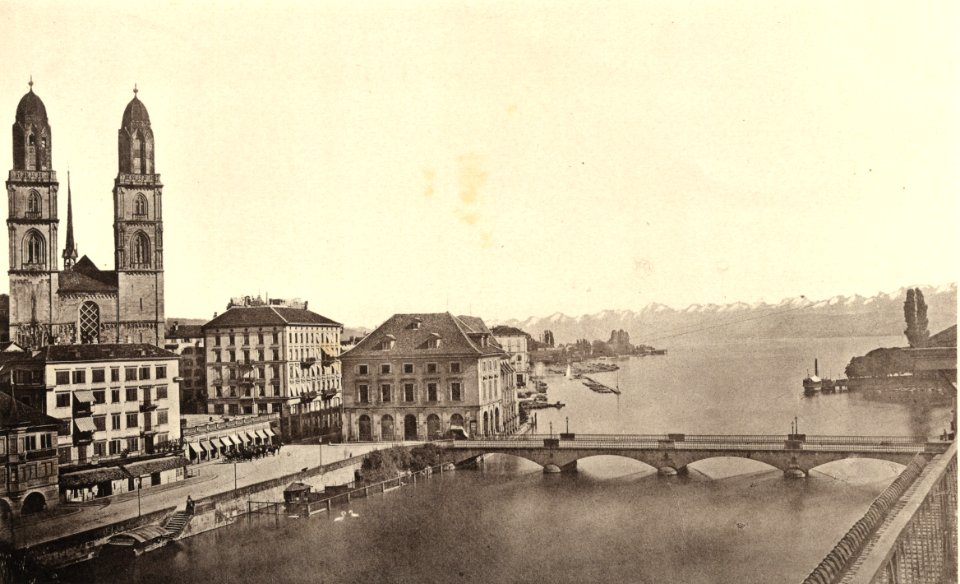 BAZ - Vue de Zurich, Obere Brücke mit Gebirgsansicht