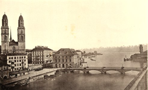 BAZ - Vue de Zurich, Obere Brücke mit Gebirgsansicht