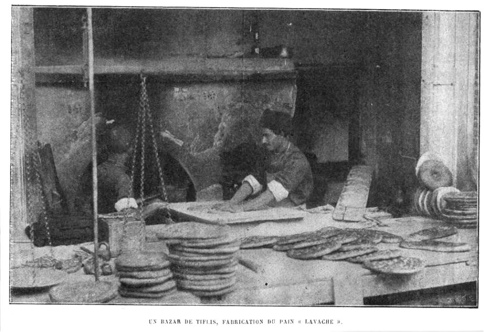 Bazar of Tiflis - A 'lavash' bakery (de Baye)
