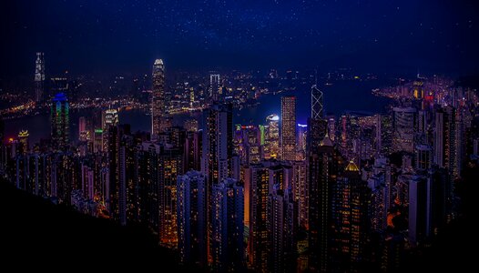 City skyscrapers night photo