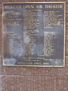 Open-air theater (plaque), Applegate Park - Merced, California