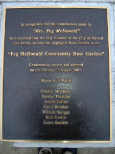 Rose Garden Plaque, Applegate Park - Merced, California