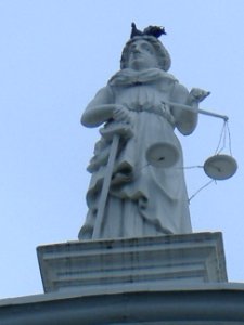 Statue of Justice atop Historic Courthouse - Merced, California