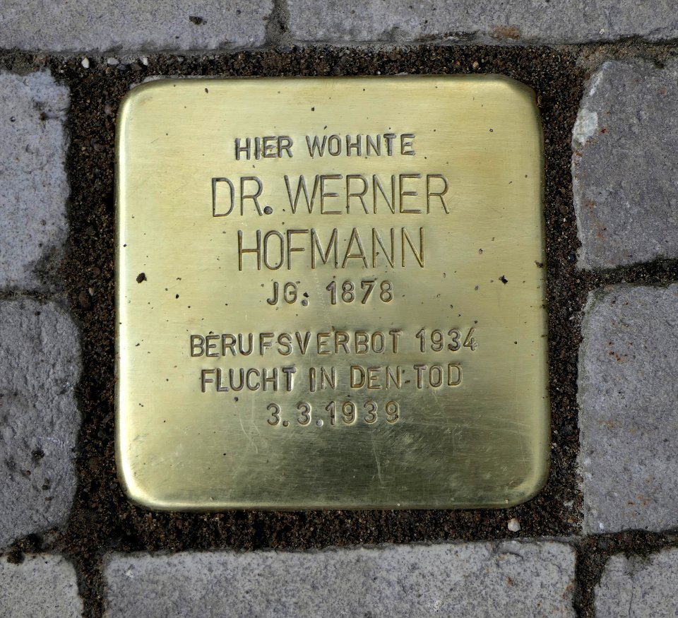 Stolperstein für Dr. Werner Hofmann, Lene-Glatzer-Strasse 23, Dresden