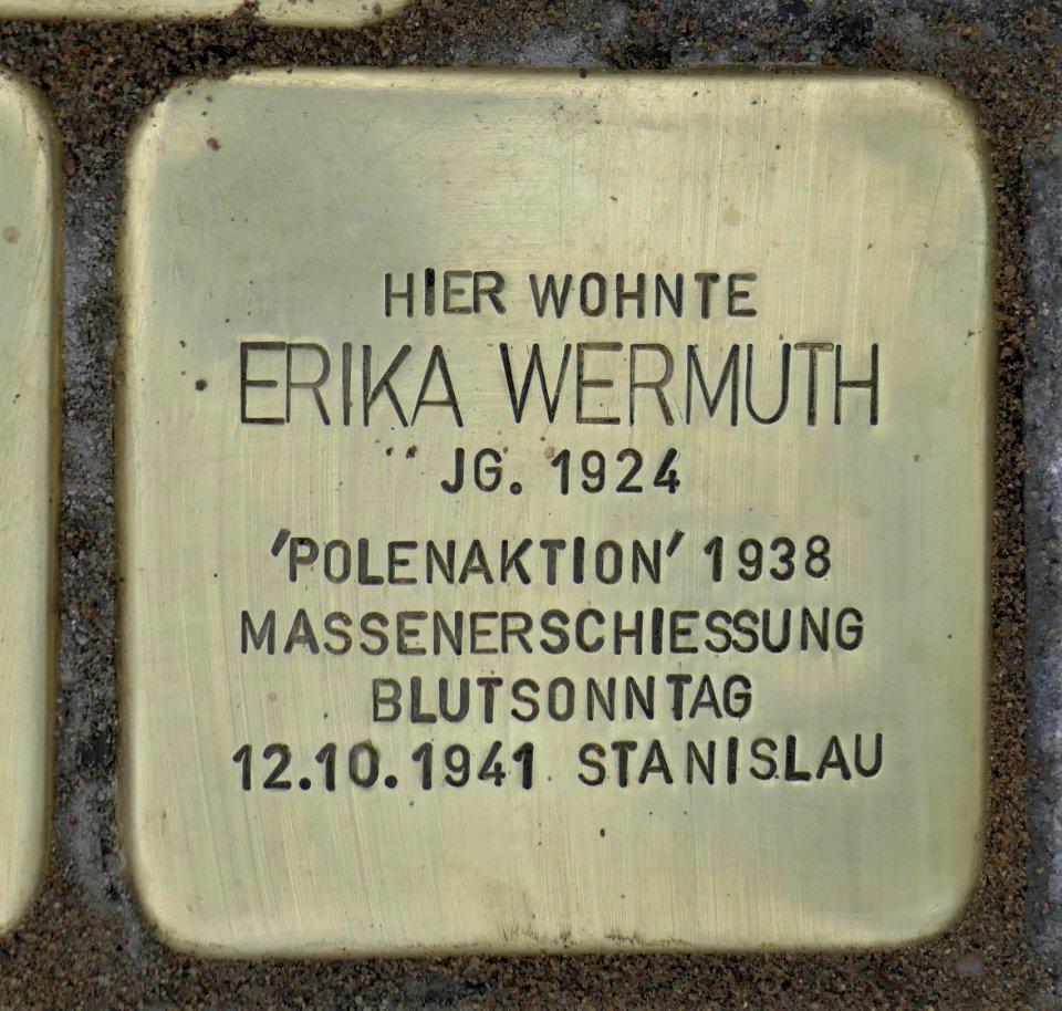 Stolperstein für Erika Wermuth, Andreas-Schubert-Straße-Strehlener Straße, Dresden