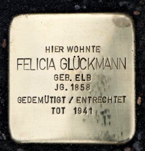 Stolperstein für Felicia Glückmann, Tiergartenstraße 8, Dresden (1)