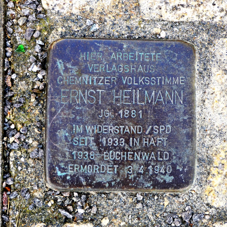 Stolperstein für Ernst Heilmann, Dresdner Strasse 38, Chemnitz